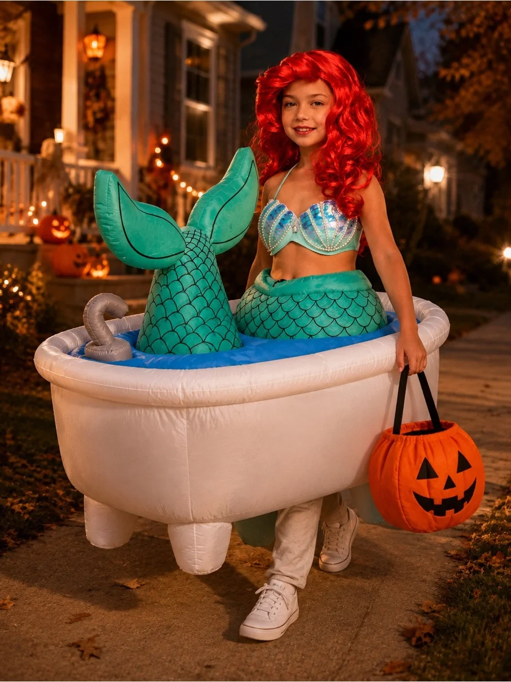 NWT - Puff Me Up Inflatable Mermaid in Bathtub Costume Child 7–10
